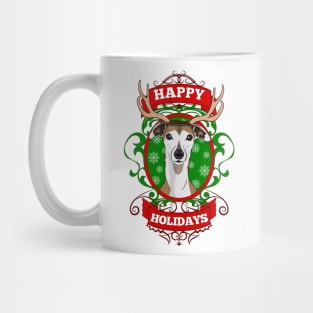 Christmas Happy Holidays Puppy Reindeer Antlers Mug